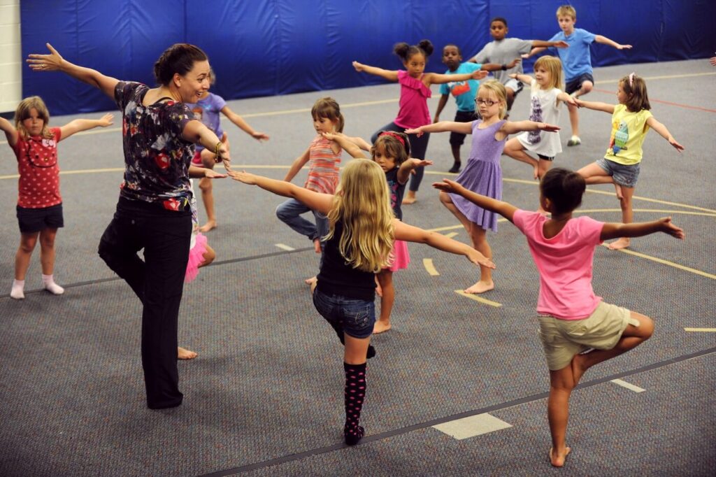 Kids doing yoga