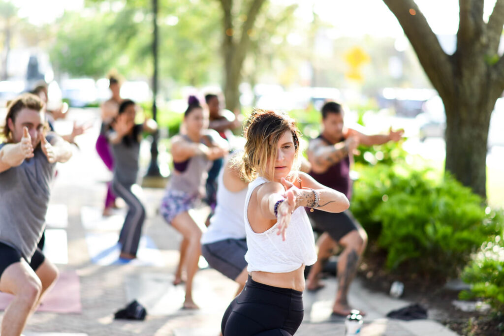 Women doing yoga