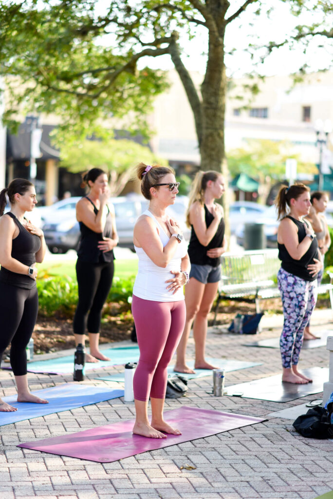 Women doing yoga